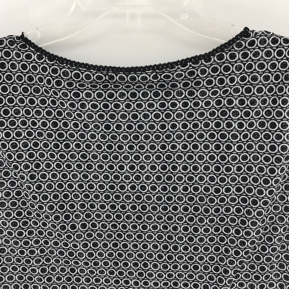 Style & Co Black & White Circles Pattern Glittered Shimmer Size Large V neck - Picture 9 of 12